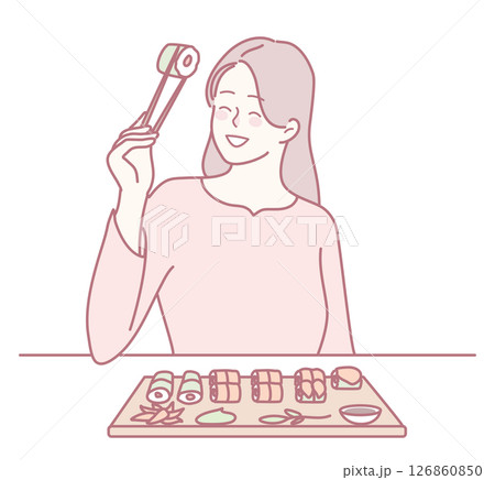 A Truly Delicious Sushi Experience Joyful Dining with Perfectly Crafted Chopsticks 126860850