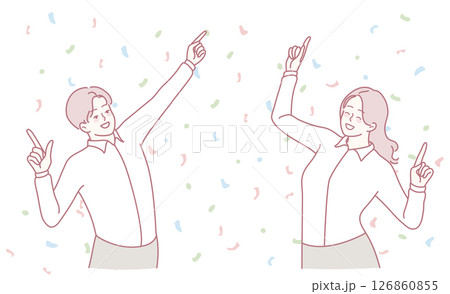 A Joyful Dance with Colorful Confetti An Exciting Expression of Happiness and Achievement 126860855