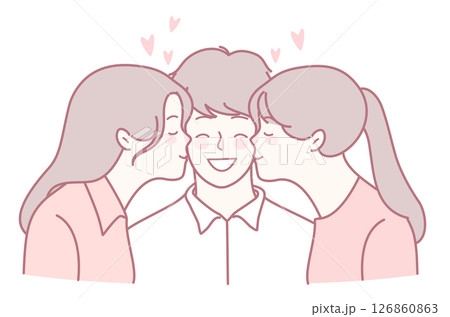A Love Triangle with Smiles Celebrating Joyful Affection Shared Among Close Friends A Love Triangle with Smiles Celebrating Joyful Affection Shared Among Close Friends 126860863