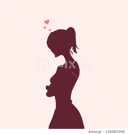 恋する女性 腕組み シルエット 恋する女性 腕組み シルエット 126861040