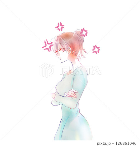 怒っている女性　ムカつきマーク 126861046