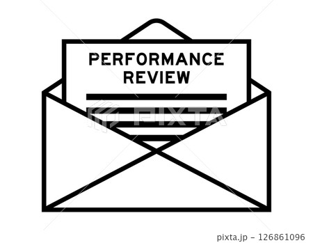 Envelope and letter sign with word performance review as the headline 126861096
