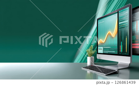 Efficient logistics and import strategies are visualized on modern computer screen with data analysis in professional office setting Efficient logistics and import strategies are visualized on modern computer screen with data analysis in professional office setting 126861439