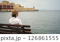 Tourist admiring venetian fortress koules in heraklion, crete, greece 126861555
