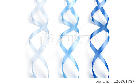 Blank blue organza ribbon mockup, crop top view 126861787