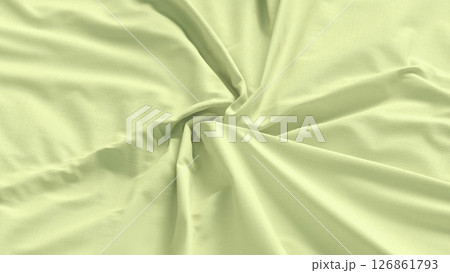 Blank green folded swirl fabric material mockup, side view 126861793