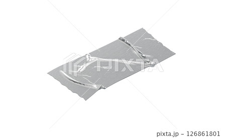 Blank silver rectangle adhesive tape mockup, side view 126861801
