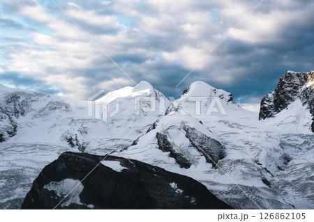 Snowy Gorner Glacier from top of Gornergrat at Zermatt, Switzerland 126862105