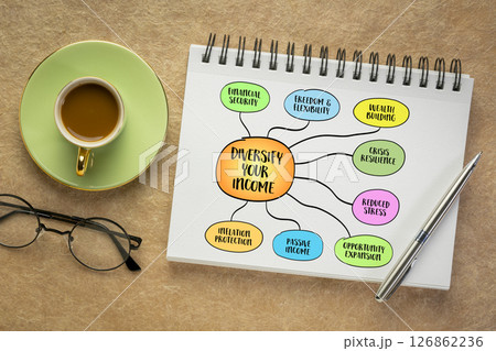 Diversify your income, benefits,  infographics sketch. 126862236