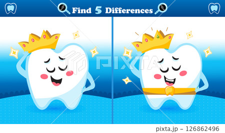Fun Find the Differences Game with Crowned Tooth Character 126862496