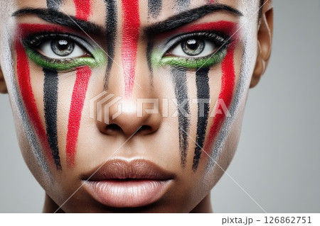Fierce Warrior Makeup in Bold Colors 126862751