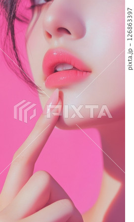 Pink background, close-up lips 126863397