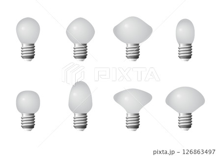 Set of different light bulbs, various shapes and sizes. 126863497