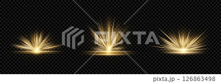 Golden light effect shining on dark background 126863498