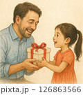 父の日にプレゼントをあげる女の子 126863566