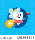 Cute Tooth Fairy Character Flying with Magic Wand and Tooth Bag 126864408