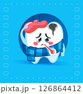 Cute Sick Tooth Character with Scarf and Thermometer 126864412