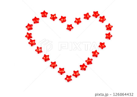 background. heart with red stars on white isolated background 126864432