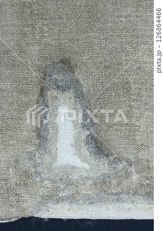 Very old fabric is spoiled by time. top view. close-up Very old fabric is spoiled by time. top view. close-up 126864466