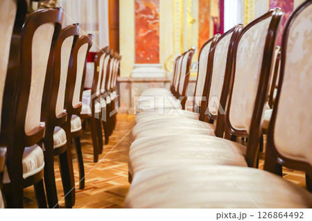 Lviv Opera House. interior. beautiful old chairs in the theater Lviv Opera House. interior. beautiful old chairs in the theater 126864492