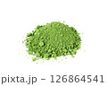 Chrome Green, Green Powder and Trowel on a White Surface Capturing the Essence of Natural Ingredients 126864541