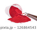 Bright Red Pigment Spilled From Container With a Spatula 126864543