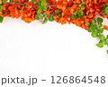 Japanese quince flower on white background close-up. place for text 126864548