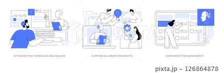 AI-Powered soft and applications abstract concept vector illustrations. 126864878