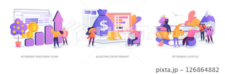 Retirement Planning, Lifestyle Guide abstract concept vector illustrations. 126864882