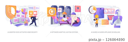 AI Enhancements for Smart Homes abstract concept vector illustrations. AI Enhancements for Smart Homes abstract concept vector illustrations. 126864890