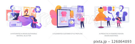 AI Innovations in Fashion Design abstract concept vector illustrations. 126864893