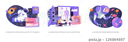 AI Solutions for Space Safety abstract concept vector illustrations. 126864897