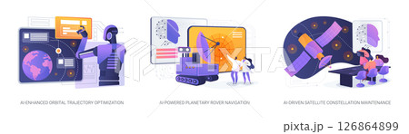 AI in Space Operations abstract concept vector illustrations. AI in Space Operations abstract concept vector illustrations. 126864899