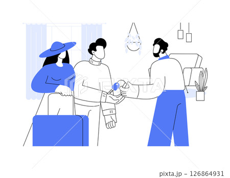 Apartment check-in isolated cartoon vector illustrations. Apartment check-in isolated cartoon vector illustrations. 126864931
