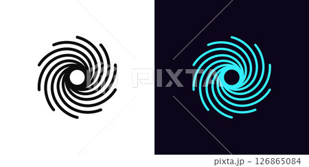Outline black hole icon, with editable stroke. Black hole spiral, space vortex icon. Milky way spiral, galaxy swirl, intergalactic portal, space universe, magic cosmic tunnel. Vector icon 126865084
