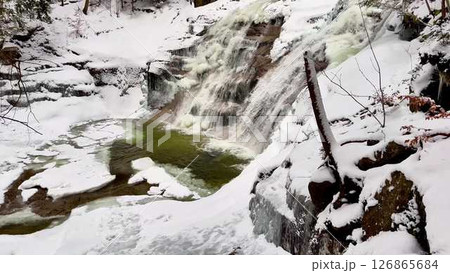 Forest waterfall in winter Forest waterfall in winter 126865684
