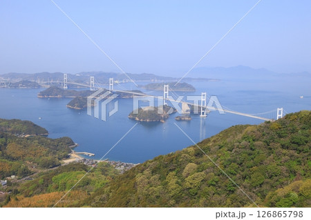 亀老山公園展望台から望む来島海峡大橋 亀老山公園展望台から望む来島海峡大橋 126865798