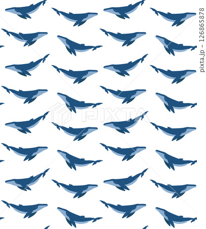 Vector seamless pattern of flat humpback whale 126865878