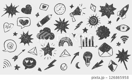 Variety of Hand Drawn Charcoal Style Doodles and Sketches Variety of Hand Drawn Charcoal Style Doodles and Sketches 126865958