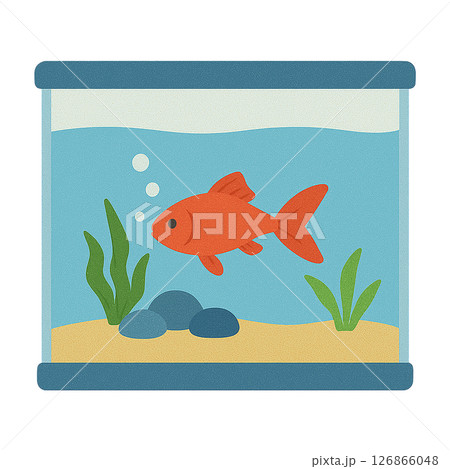 水槽で泳ぐ金魚のフラットイラスト 126866048