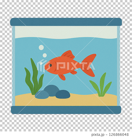 水槽で泳ぐ金魚のフラットイラスト 126866048