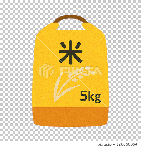 米袋(5kg)のフラットイラスト 米袋(5kg)のフラットイラスト 126866064