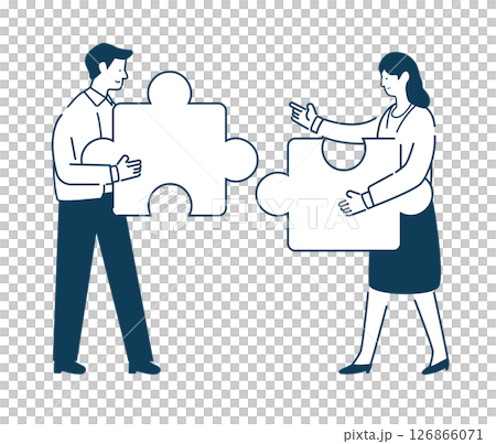 Two people holding a puzzle 126866071