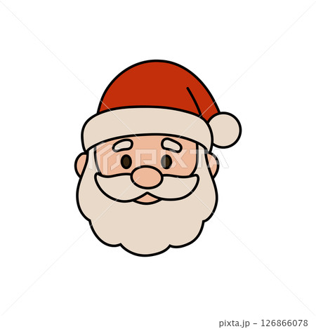 Santa Claus face vector illustration, perfect for festive design, holiday cards, and Christmas decor. Embrace the holiday spirit with this charming, minimalist Santa icon. 126866078