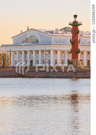 ice drift on the Neva River with a view of the arrow of Vasilyevsky Island with rostral columns, the Winter Palace, St. Isaac's Cathedral, the Savior on Spilled Blood ice drift on the Neva River with a view of the arrow of Vasilyevsky Island with rostral columns, the Winter Palace, St. Isaac's Cathedral, the Savior on Spilled Blood 126866289