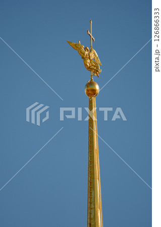 the Peter and Paul Fortress spire at sunset 126866333