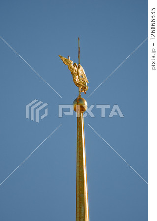 the Peter and Paul Fortress spire at sunset 126866335