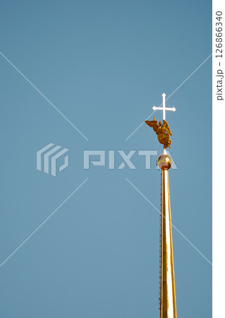 the Peter and Paul Fortress spire at sunset the Peter and Paul Fortress spire at sunset 126866340