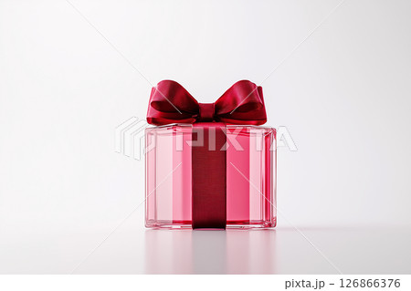 Elegant gift box with red ribbon for a stylish birthday or anniversary celebration 126866376
