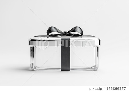 Elegant glass gift box with ribbon - perfect for luxury present and decoration design 126866377